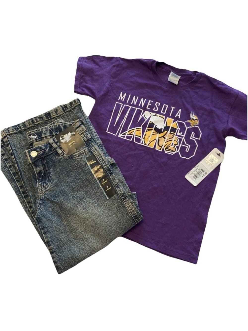 Minnesota Vikings Boys T shirt size M & Art Class  Cargo Blue Jeans Denim size 7